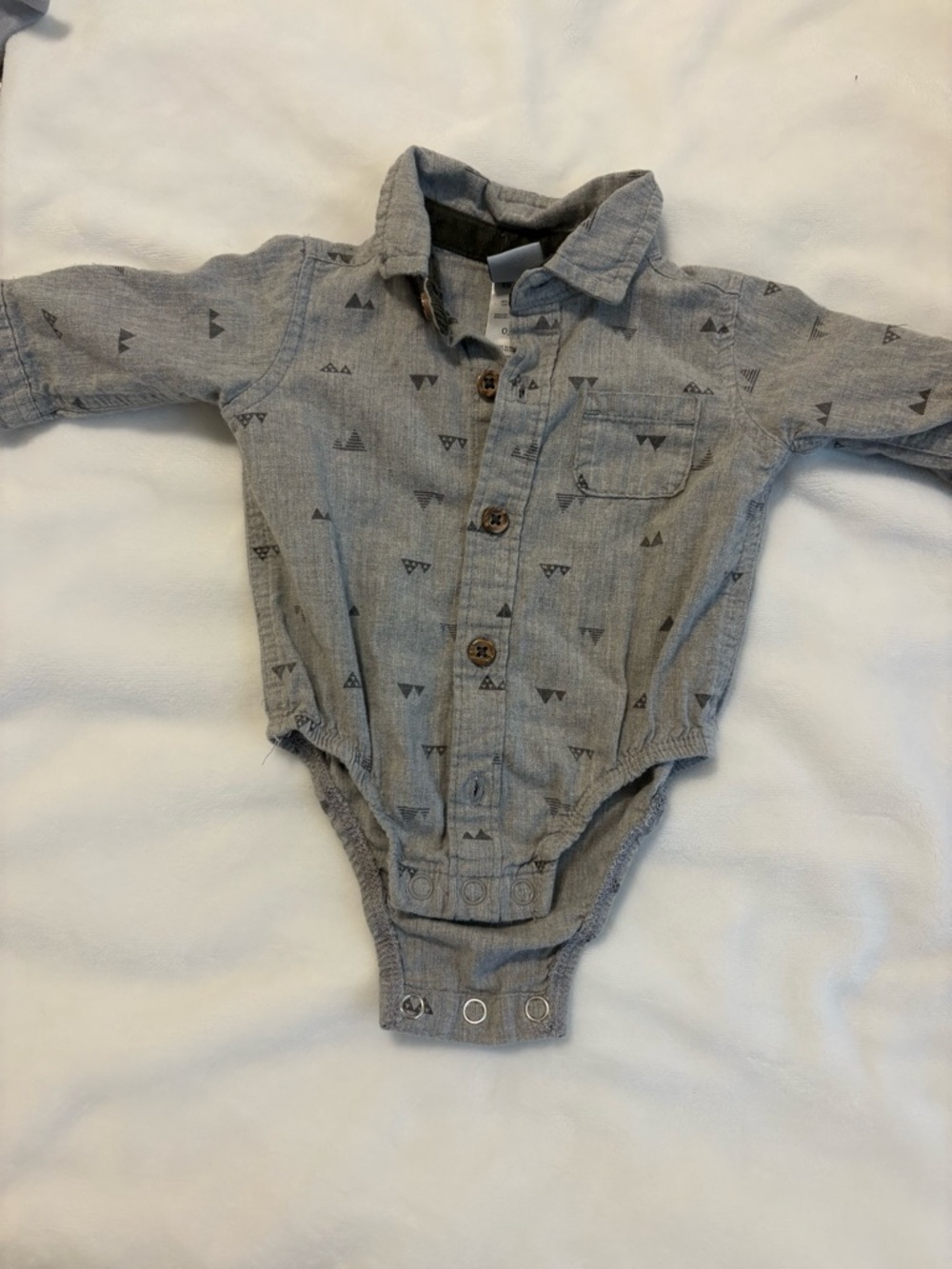 Button-Front Grey Baby One Piece Shirt
